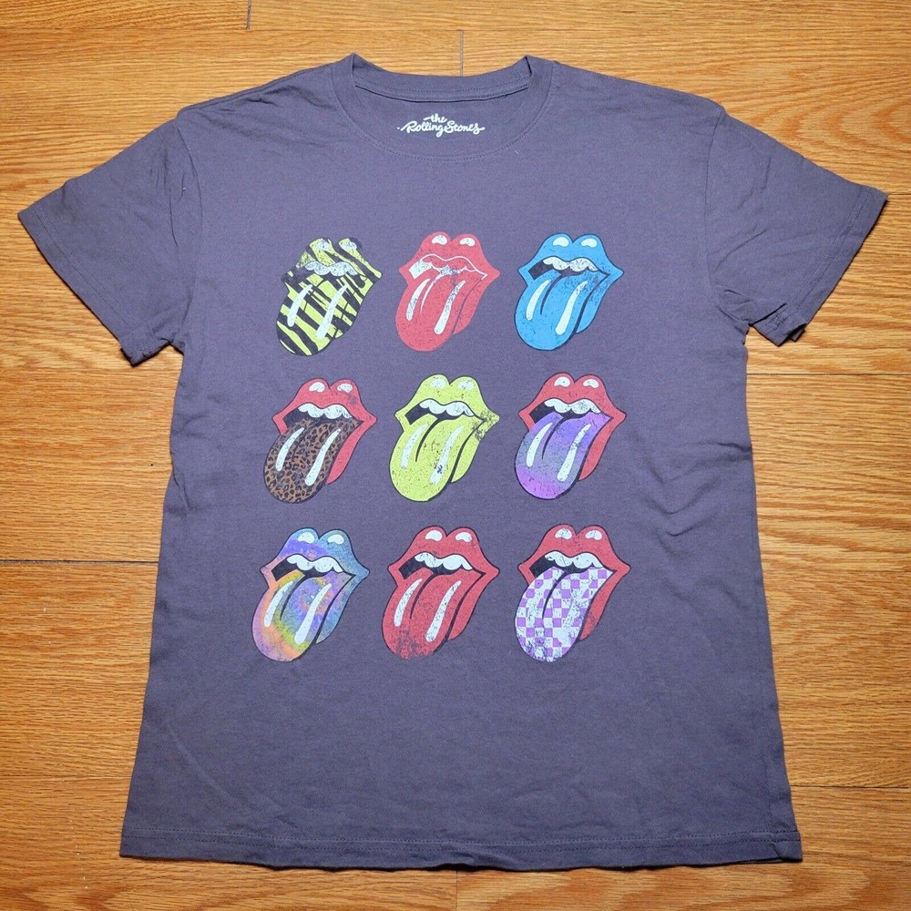 Rolling Stone Logo T Shirt Gray Short Sleeve Men's Size Small Tongue and Lips